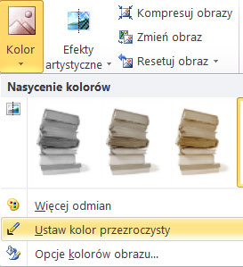 Ustaw kolor przezroczysty Ustaw kolor przezroczysty